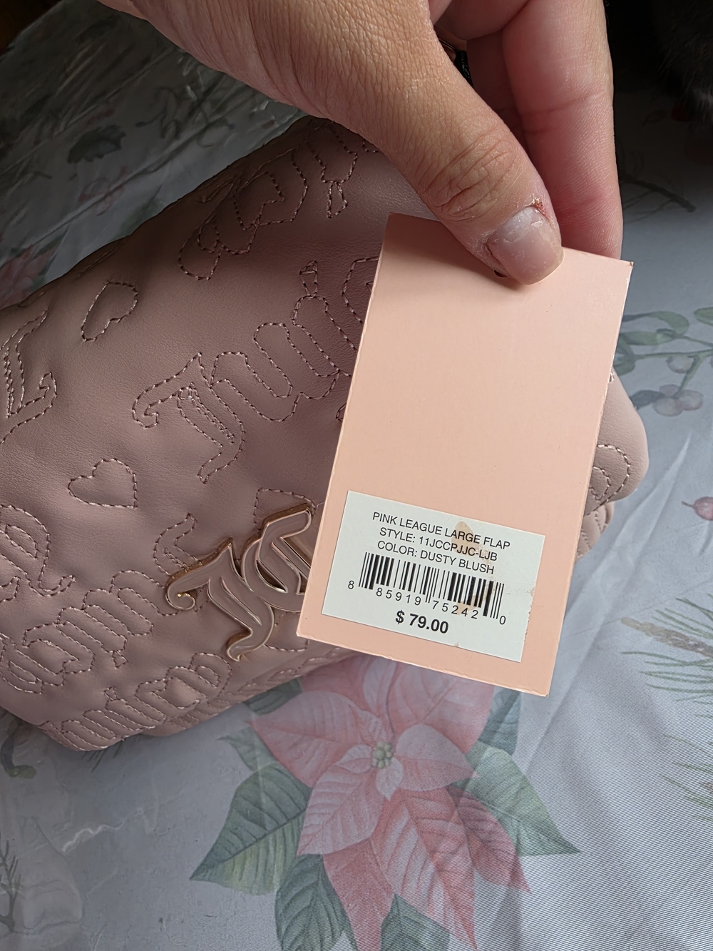 Juicy Couture Blush Pink Quilted Logo Shoulder Bag with Coin Pouch - Picture 4 of 4